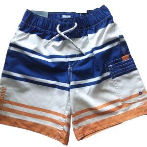 New GAP Swimwear Shorts Boys Toddler White Blue Orange Stripe pockets Lined 3yrs